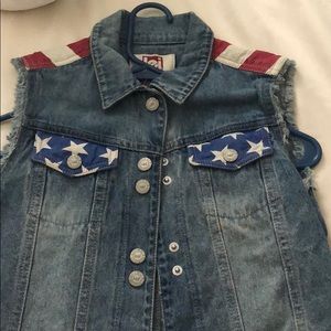 American Flag Crop Jean Vest